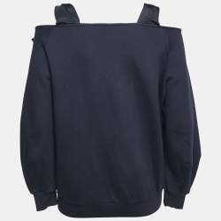 Stella McCartney Navy Blue Jersey Tie-Up Sleeve Blouse S