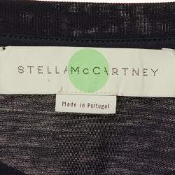 Pre Owned Stella McCartney Navy Blue Cotton Knit Stra Fringed T-Shirt M