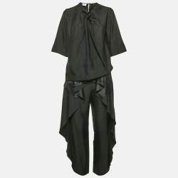 Stella McCartney Black Sateen Ruffled Blouse and Pants Set XS/M