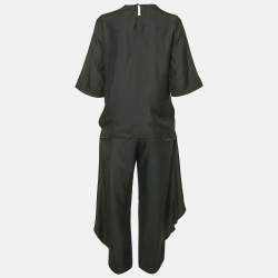 Stella McCartney Black Sateen Ruffled Blouse and Pants Set XS/M