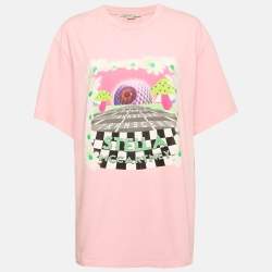 Stella McCartney Pink Printed Cotton Day Tripper Oversized T-Shirt M