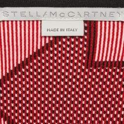 Stella McCartney Multicolor Intarsia Knit Fringe Detail V-Neck Sweater S
