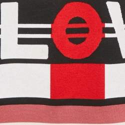 Stella McCartney Multicolor Intarsia Knit Fringe Detail V-Neck Sweater S
