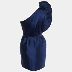 Stella McCartney Blue Cotton & Silk One Shoulder Dress M
