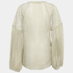 Pre Owned Stella McCartney Grey Broderie Anglaise Cotton Blouse S