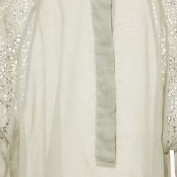 Pre Owned Stella McCartney Grey Broderie Anglaise Cotton Blouse S