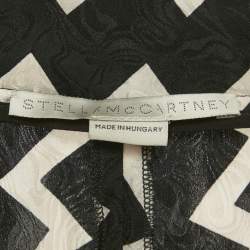 Pre Owned Stella McCartney Black/White Striped Jacquard Silk Belted Trousers S