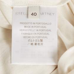 Pre Owned Stella McCartney White Printed Silk & Knit Layered Top S