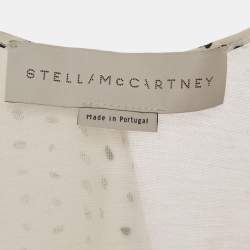 Pre Owned Stella McCartney White Printed Silk & Knit Layered Top S