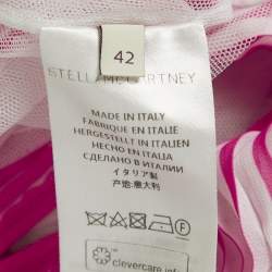 Pre Owned Stella McCartney Pink/Red Pleated Crepe Sleeveless Dress M