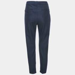 Pre Owned Stella McCartney Blue Pinstripe Wool Trousers M