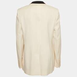 Pre Owned Stella McCartney Cream Wool Contrast Lapel Blazer L