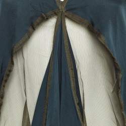 Pre Owned Stella McCartney Dark Green Silk Sheer Detail Top M