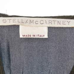 Pre Owned Stella McCartney Dark Green Silk Sheer Detail Top M