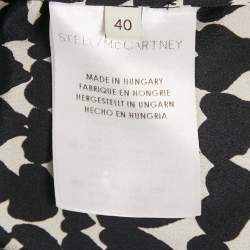 Pre Owned Stella McCartney Monochrome Heart Print Silk Full Sleeves Blouse S