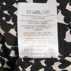 Pre Owned Stella McCartney Monochrome Heart Print Silk Full Sleeves Blouse S