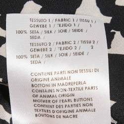 Pre Owned Stella McCartney Monochrome Heart Print Silk Full Sleeves Blouse S