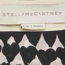 Pre Owned Stella McCartney Monochrome Heart Print Silk Full Sleeves Blouse S