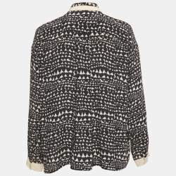 Pre Owned Stella McCartney Monochrome Heart Print Silk Full Sleeves Blouse S