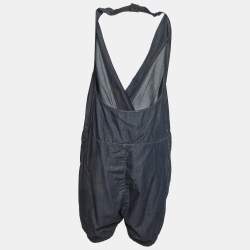 Pre Owned Stella McCartney Blue Cotton Halter Neck Backless Playsuit M