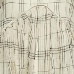 Pre Owned Stella McCartney Cream Check Print Sheer Silk Camisole Top M