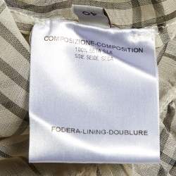 Pre Owned Stella McCartney Cream Check Print Sheer Silk Camisole Top M