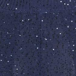 Pre Owned Stella McCartney Blue Sequin Cotton Knit Jogger Pants S