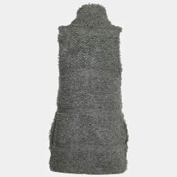 Pre Owned Stella McCartney Grey Fleece Wool Zip-Up Sleeveless Cardigan S