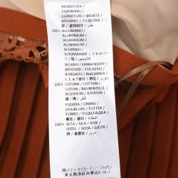 Pre Owned Stella McCartney Metallic Brown Crepe Pleated and Lace Midi Skirt S