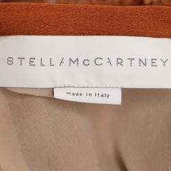 Pre Owned Stella McCartney Metallic Brown Crepe Pleated and Lace Midi Skirt S