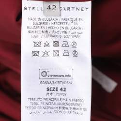 Pre Owned Stella McCartney Burgundy Ruched Satin Midi Skirt M