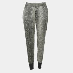 Pre Owned Stella McCartney Grey Snakeskin Print Silk Joggers M