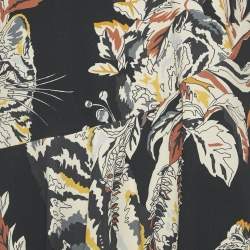 Pre Owned Stella McCartney Navy Blue Printed Crepe Asymmetric Waist Mini Dress M 