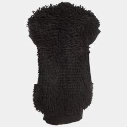 Pre Owned Stella McCartney Black Wool Fringed Sleeveless Cardigan M