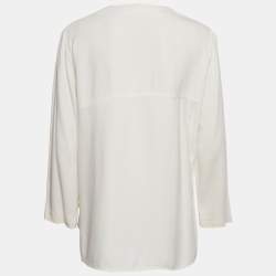 Pre Owned Stella McCartney Off-White Crepe Long Sleeve Top M