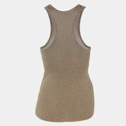 Pre Owned Stella McCartney Metallic Beige Lurex Knit Tank Top S