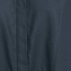 Pre Owned Stella McCartney Navy Blue Printed Silk Button Front Long Tail Detail Shirt XS