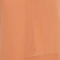 Pre Owned Stella McCartney Peach/Light Orange Silk Asymmetric Midi Dress M