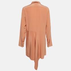 Pre Owned Stella McCartney Peach/Light Orange Silk Asymmetric Midi Dress M