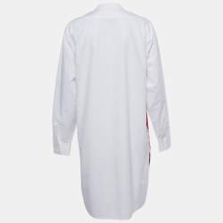 Pre Owned Stella Mccartney White Erica Palm Tree Embroidery Cotton Long Shirt Dress M