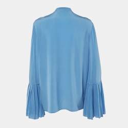 Pre Owned Stella McCartney Blue Silk Flared Sleeve Top L