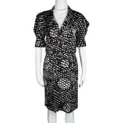 Pre Owned فستان ستيلا ماكرتني أكمام قصيرة حرير طباعة مونوكروم S