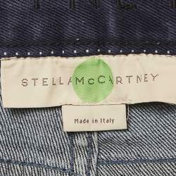 Pre Owned Stella McCartney Blue Printed & Embroidered Denim Skinny Fit Jeans S Waist 26"