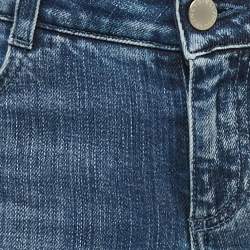 Pre Owned Stella McCartney Blue Printed & Embroidered Denim Skinny Fit Jeans S Waist 26"