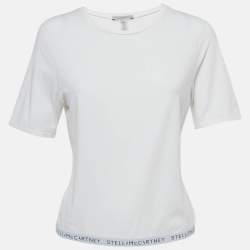 Pre Owned Stella McCartney White Logo Band Jersey T-Shirt L