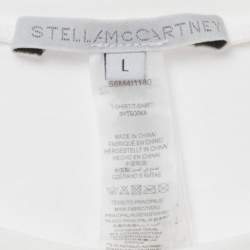 Pre Owned Stella McCartney White Logo Band Jersey T-Shirt L