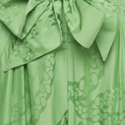 Pre Owned Stella McCartney Green Jacquard Waist Tie Detail Jumpsuit M