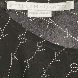 Pre Owned Stella McCartney Black Logo Print Silk Top & Pants Set S 