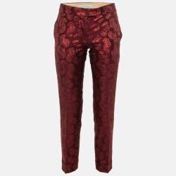 Pre Owned Stella McCartney Maroon Brocade Tailored Trousers S