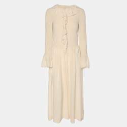 Pre Owned Stella McCartney Beige Crepe Long Sleeve Jumpsuit S
